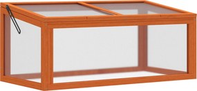 Outsunny Cama fria em madeira e policarbonato Estufa 90 x 46 x 40 cm Caixa de cultivo resistente às intempéries para jardim Laranja | Aosom Portugal