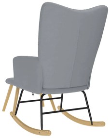 Cadeira de baloiço com banco p/ pés tecido cinzento-claro