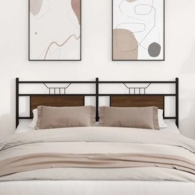 Cabeceira de cama 180cm derivados madeira/aço carvalho castanho