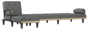 Sofá-cama em forma de L 260x140x70 cm tecido cinzento-escuro