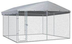 vidaXL Canil de exterior com telhado 382x382x225 cm