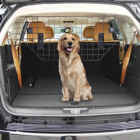 PawHut Grade de Segurança de Carro para Cães Universal Grade de Segurança para Cães com Largura Ajustável 89-122x41cm Preto