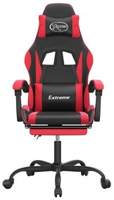 Cadeira gaming giratória c/ apoio couro artific. preto/vermelho