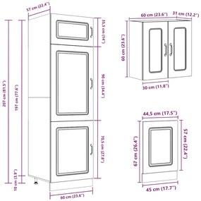 8 peças armário de cozinha conjunto Kalmar branco brilhante