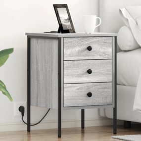 vidaXL Armário de Cabeceira com gaveta Sonoma cinzento 42 x 41 x 61 cm