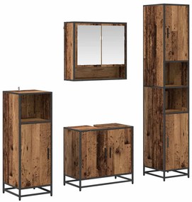 vidaXL Conjunto de Móveis para Banheiro com porta 4 pcs Madeira Antiga