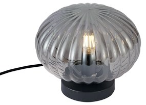 Candeeiro de Mesa Design Preto com Vidro Fumado - Mochi Design