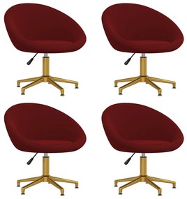 vidaXL Cadeiras de jantar 4 pcs veludo vermelho tinto
