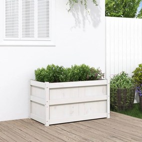 vidaXL Vaso/floreira de jardim 90x50x50 cm pinho maciço branco