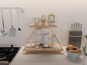 Prateleira Masa Servis Rafı – Dourado e Castanho – 38x16x42 cm | Tribo