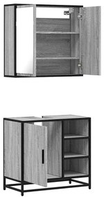 2 pcs conjunto móveis WC derivados de madeira sonoma cinza