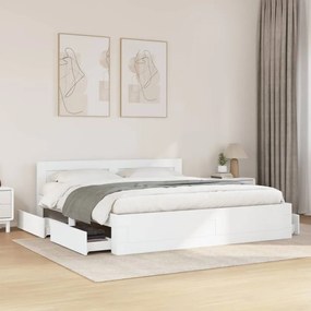 vidaXL Estrutura de cama c/ cabeceira sem colchão 200x200 cm branco
