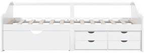 Sofá-cama 3 lugares c/ gavetas 90x200 cm pinho maciço branco