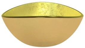 Lavatório 54,5x35x15,5 vidro temperado dourado