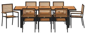 Conjunto de Jantar de Jardim vidaXL 9 Peças Preto Rattan Poliéster Acá