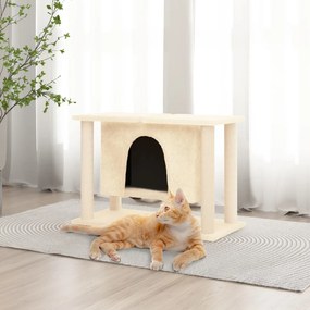 vidaXL Árvore para gatos c/ postes arranhadores sisal 50 cm cor creme