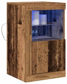 Lateral vidaXL com luzes LED Madeira velha 41x37x67 cm