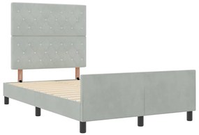 Cama vidaXL Cinza Claro 120x190 cm Veludo