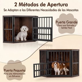 Jaula de Canto para Cães, 90 x 55 x 60 cm, Tampo Amplo, Castanho