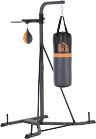 Saco de Boxe Suspenso com Suporte Bola de Velocidade Ajustável em Altura de 167-187cm e Inflador para Treinamento Fitness em Casa Ginásio 115×157×221