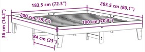 Cama sem colchão 180x200 cm pinho maciço castanho-mel