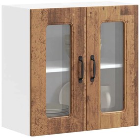 vidaXL Armário de parede de cozinha porta vidro Kalmar madeira velha