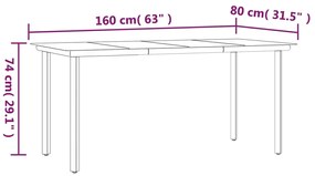 7 pcs conj. de jantar para jardim com almofadões castanho/preto