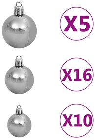 Árvore Natal artificial pré-iluminada c/ bolas PVC rosa