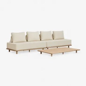 Conjunto De Jardim Com Sofá Modular De Jardim De 2 Peças Para 2 Pessoas E Mesa De Centro 160x95 Cm Em Acácia Portet Marrom Acácia Claro - Sklum