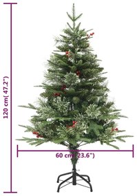 Árvore de Natal com pinhas pré-iluminada 120 cm PVC e PE verde