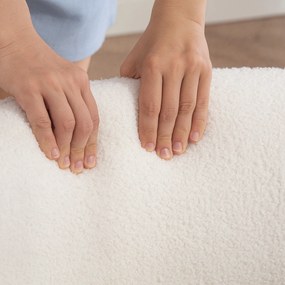 Poltrona de Sala de Estar Estofada em Borreguito Poltrona de Leitura  Moderna com Encosto Curvo 70x64x71 cm Branco