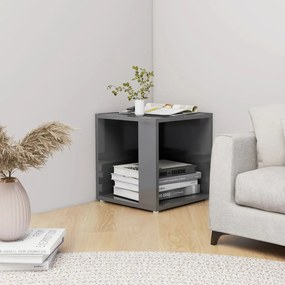 vidaXL Mesa de apoio 33x33x34,5 cm contraplacado cinzento brilhante