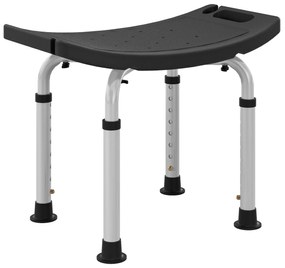 Banco de Duche com Altura Ajustável em 8 Posições com Base de Borracha Antiderrapante 50x36x39,5-56,5 cm Preto
