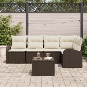Conjunto de 5 Peças de Sofá de Jardim com Almofadas Cinza Rattan Polié