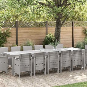 vidaXL Conjunto de Jantar para Jardim com 15 Peças em Rattan Sintético Cinza Claro