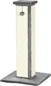 Poste Arranhador para Gatos Altura 81 cm Arranhador para Gatos com Poste de Sisal e Bola Suspensa 41x41x81 cm Cinza e Creme