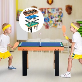 Mesa Multijogo 4 em 1 Inclui futebol mesa Air Hocker Ping-Pong e Bilhar – Jogo de Madeira – 87x43x73cm