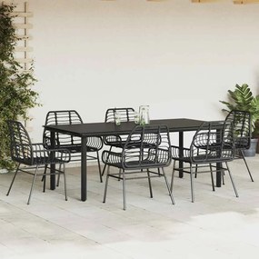 Conjunto de jantar jardim 7 peças vidro vime PE preto