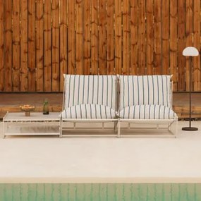 Conjunto De Jardim Amaro Com Sofá Modular De 2 Peças E Mesa Lateral Conversível Tapioca Bege - Azul- Marinho - Sklum