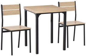 HOMCOM Conjunto Mesa e Cadeiras para 2 Pessoas Mesa de Cozinha Mesa de Jantar 3 Peças com 2 Cadeiras Encaixáveis Carvalho Claro | Aosom Portugal