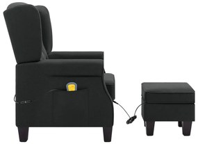 Poltrona de massagens com apoio de pés tecido cinzento-escuro