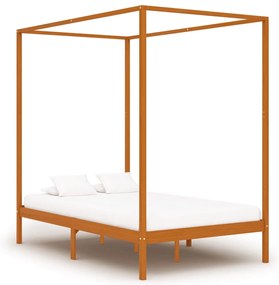 Estrutura de cama com toldo 120x200cm pinho maciço castanho mel
