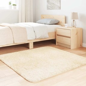 Tapete shaggy de pelo alto NAVARRA 120x120 cm poliéster creme