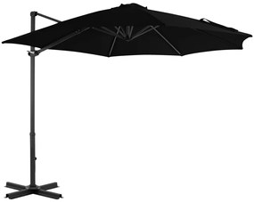 Guarda-sol de jardim cantilever c/ poste alumínio 300 cm preto
