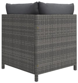 8 pcs conjunto lounge de jardim c/ almofadões vime PE cinzento