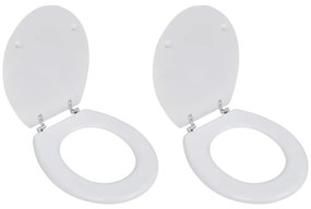 Assentos de sanita com tampas 2 pcs MDF branco