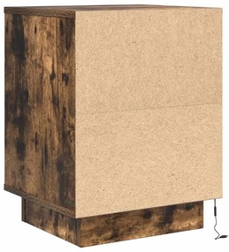 Mesas cabeceira c/ luzes LED 2 pcs 38x34x50 cm carvalho fumado