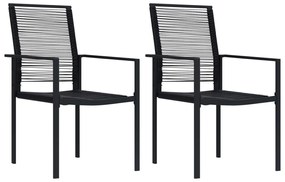 vidaXL Cadeiras de jardim 2 pcs vime de PVC preto