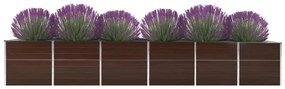 Canteiro elevado de jardim 480x80x77cm aço galvanizado castanho
