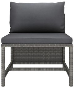 9 pcs conjunto lounge de jardim c/ almofadões vime PE cinzento